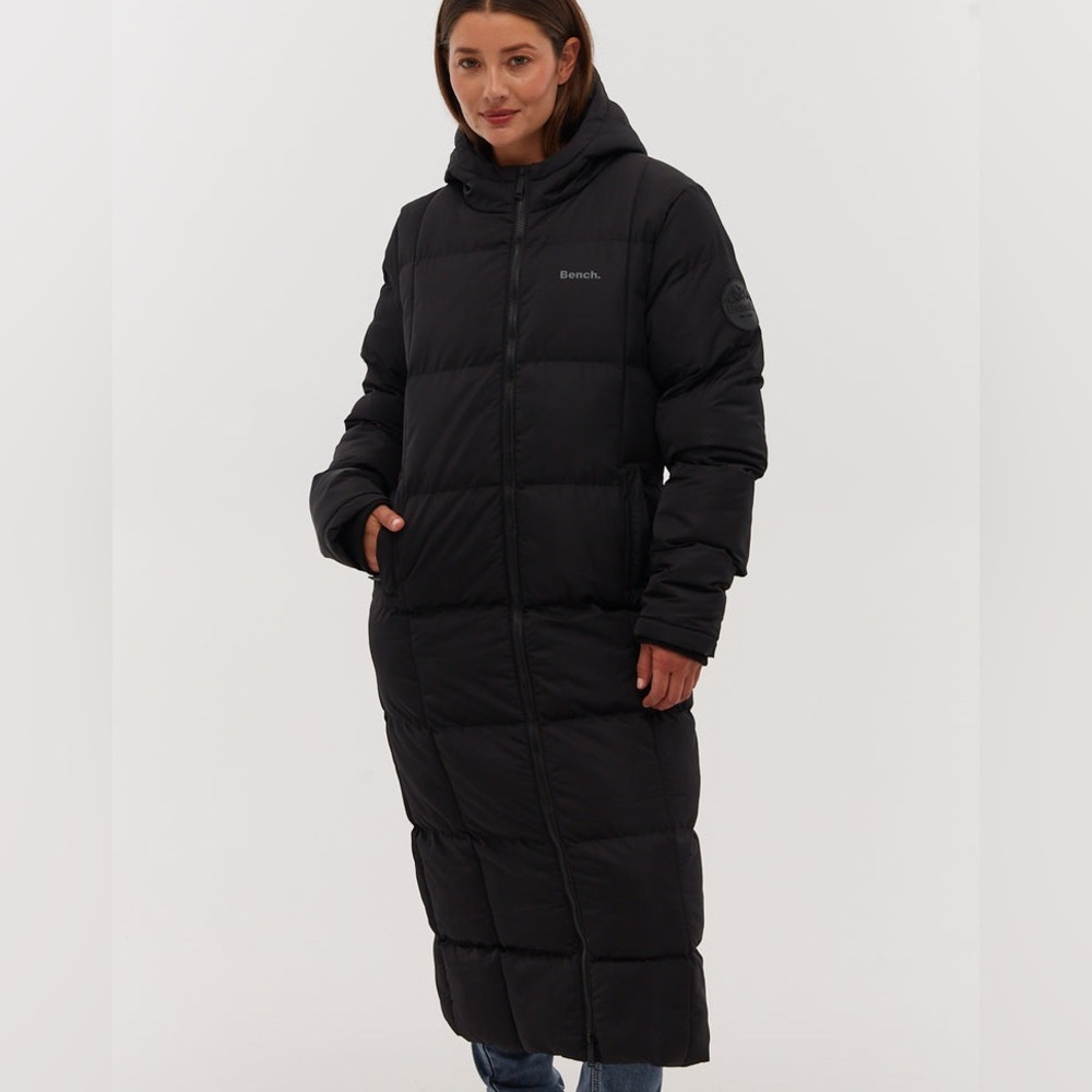 Bench Long Black Polli Puffer Coat with Hood